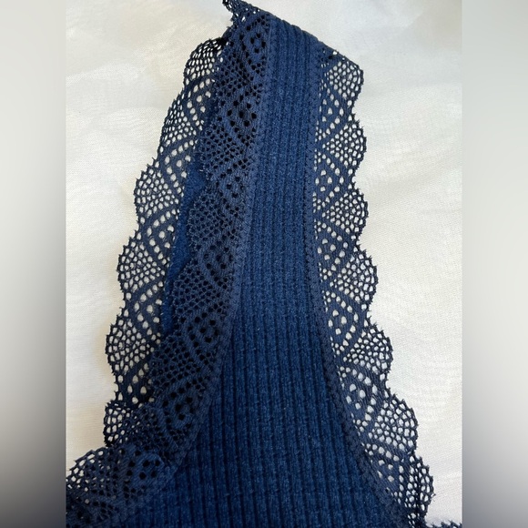 Lucky Brand Thermal Navy Blue Lace Trim Bralette Size 2X - Picture 3 of 8
